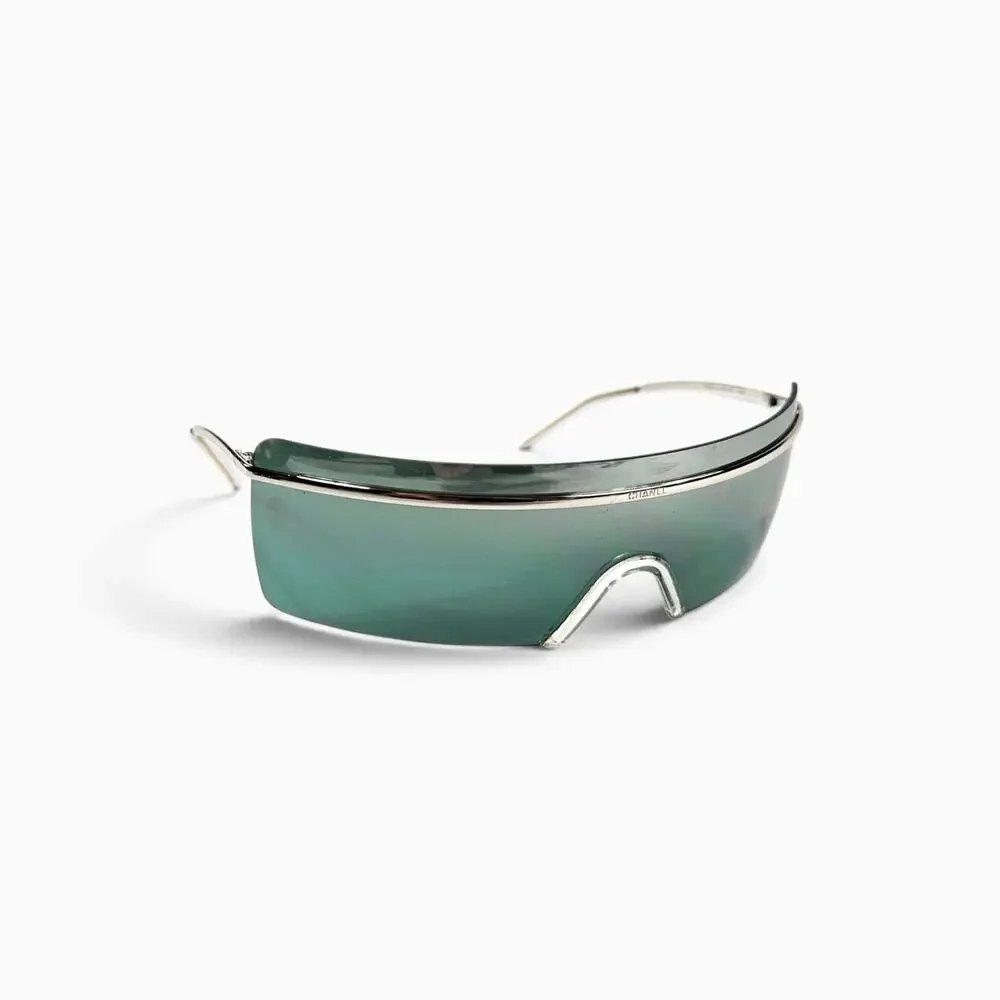 Y2k Rimless Chanel Sunglasses Shield Futuristic Utility 4045